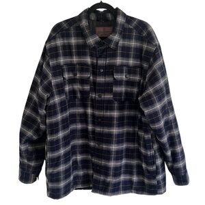 Rugged Elements Navy Blue Plaid Quilted Shirt Jacket XXL